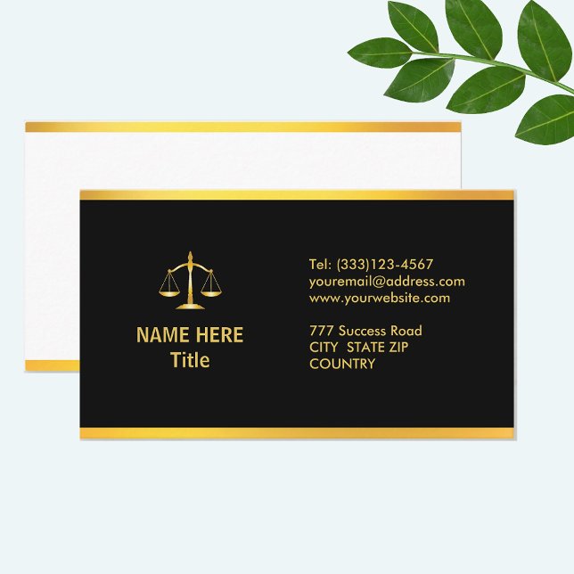 Chic Gold and Black Lawyer Business Card (Creator Uploaded)