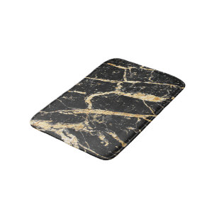 Chic Gold and Black Marble Pattern Bath Mat