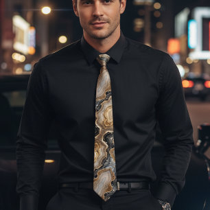 Chic gold and black marble sparkle wedding tie