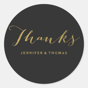 Chic Gold and Black Thank You Stickers