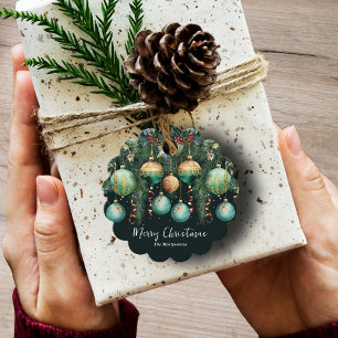 Chic Gold and Green Christmas Tree Ornaments Favour Tags