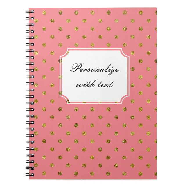 Chic Gold and Pink Dots Notebook (Front)