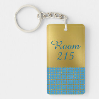 Chic Gold and Turquoise Hotel Keychain