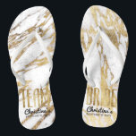 Chic Gold and White Marble Team Bride Bachelorette Flip Flops<br><div class="desc">Elegant, chic, and modern faux printed gold and white marble patterns, Team Bride keepsake flip flops. This classic and sophisticated design is perfect for the classy, trendy, and stylish bridesmaid or maid of honour. Wear them to the bachelorette party or any pre-wedding event to show your support for the bride....</div>
