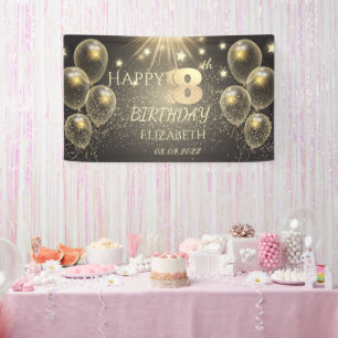Chic Gold Balloons Stars 18th Birthday Banner