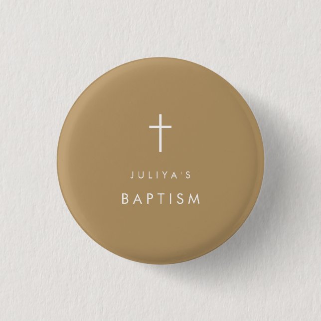 Chic Gold  Baptism  3 Cm Round Badge (Front)