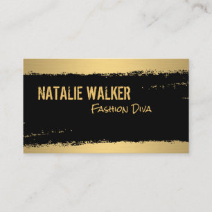 Chic Gold Black Brushed Texture Stroke Business Card