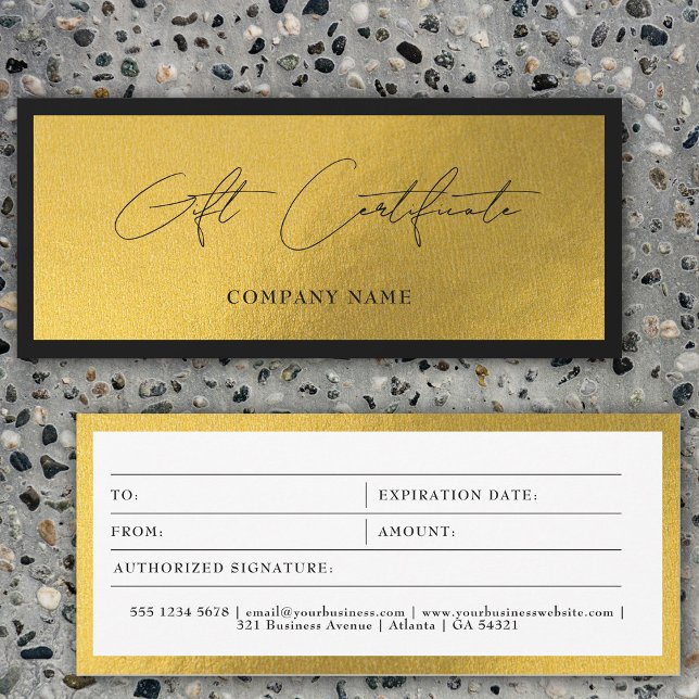 Chic Gold Black Business Gift Certificate Voucher  (Chic Gold Black Business Gift Certificate Voucher)