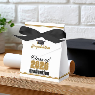 Chic Gold Black Class of 2026 Custom Graduation Favour Box