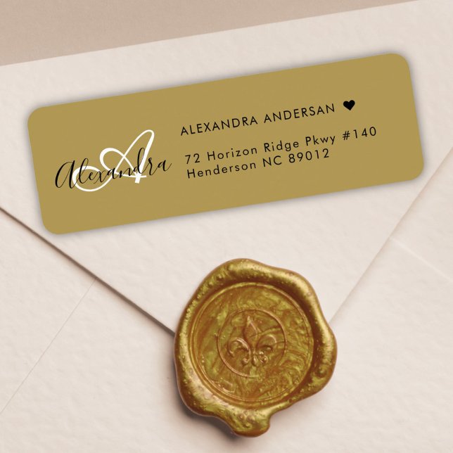 Chic Gold Black Elegant Monogram Return Address (Chic Gold Black Elegant Monogram Return Address Label)