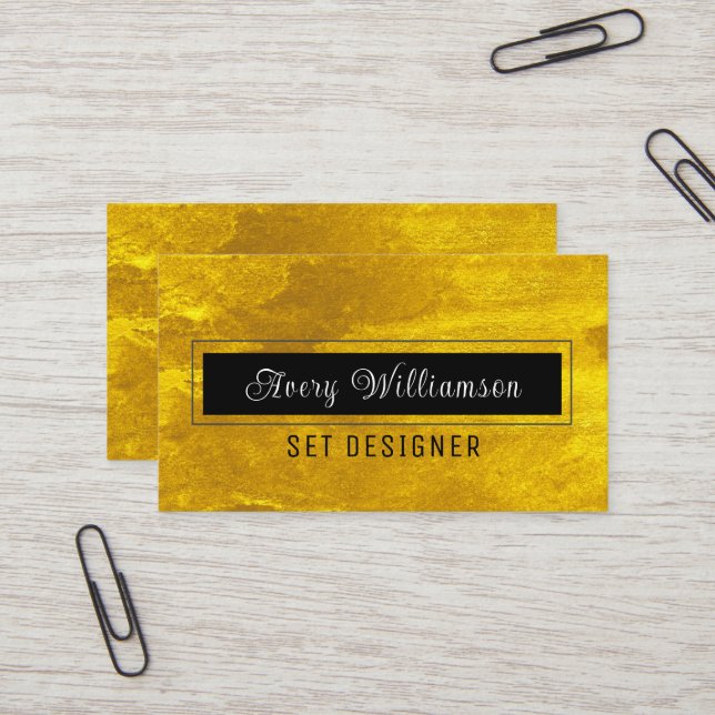 Chic Gold Black Modern Minimalist Business Card (Front/Back In Situ)
