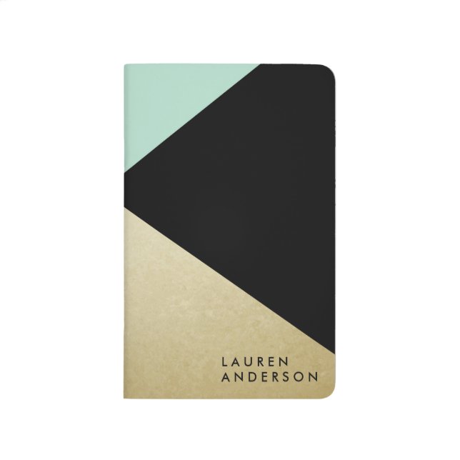 Chic Gold Black Monogram Custom Journal Notebook (Front)