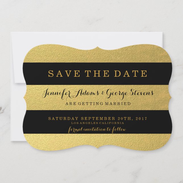 CHIC GOLD | BLACK STRIPES SAVE THE DATE (Front)