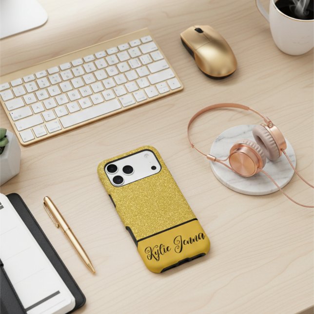 Chic gold & black stylish monogram initial custom (Creator Uploaded)