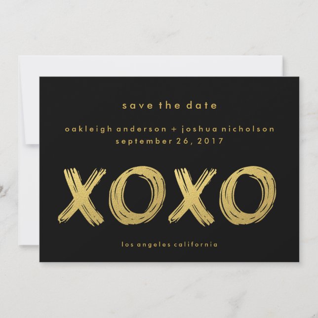 Chic Gold Black | XOXO Photo Save the Date (Front)