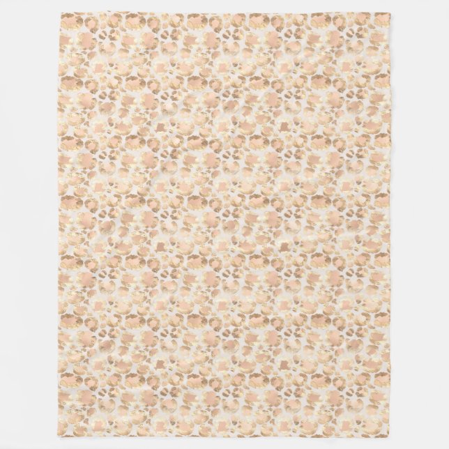 Chic Gold Blush Pink Leopard Print Fleece Blanket (Front)