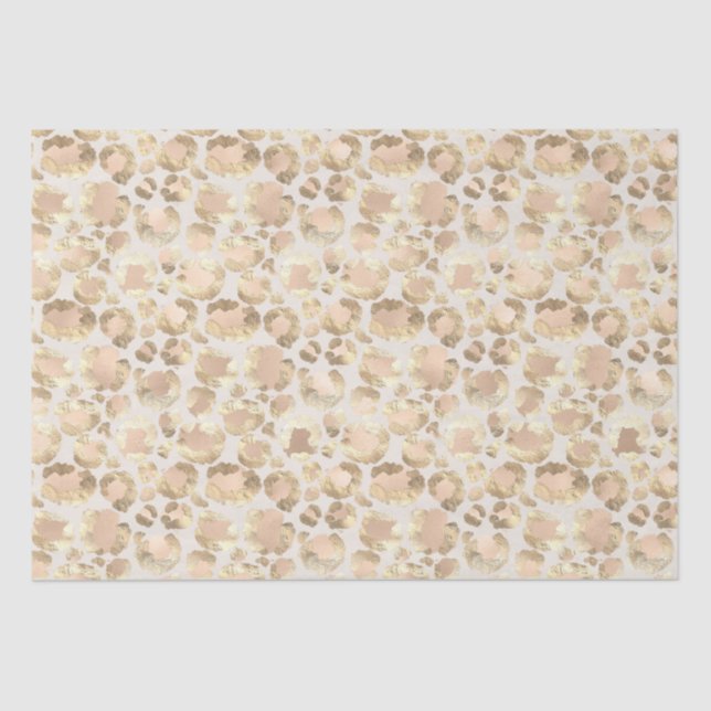 Chic Gold Blush Pink Leopard Print Tissue Paper (Front)
