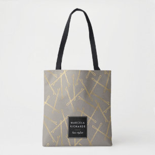 Chic Gold Bobby Pins Grey Personalised Tote Bag