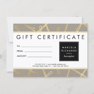 Chic Gold Bobby Pins Hair Stylist Grey Gift Card