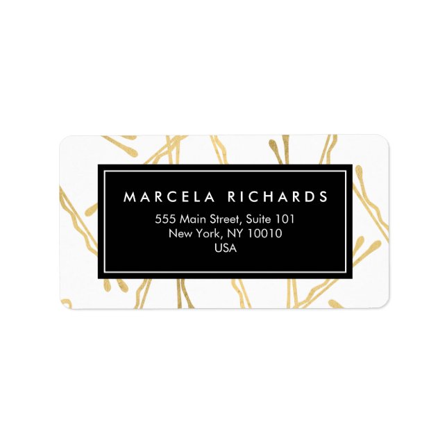 Chic Gold Bobby Pins Hair Stylist Salon Label (Front)