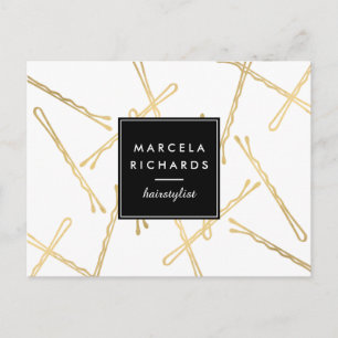 Chic Gold Bobby Pins Hair Stylist Salon Postcard