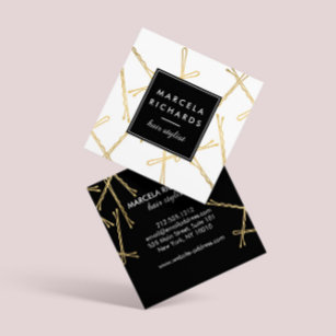 Chic Gold Bobby Pins Hair Stylist Salon Square Business Card