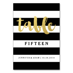 Chic Gold   Bold Black Stripe Table Numbers