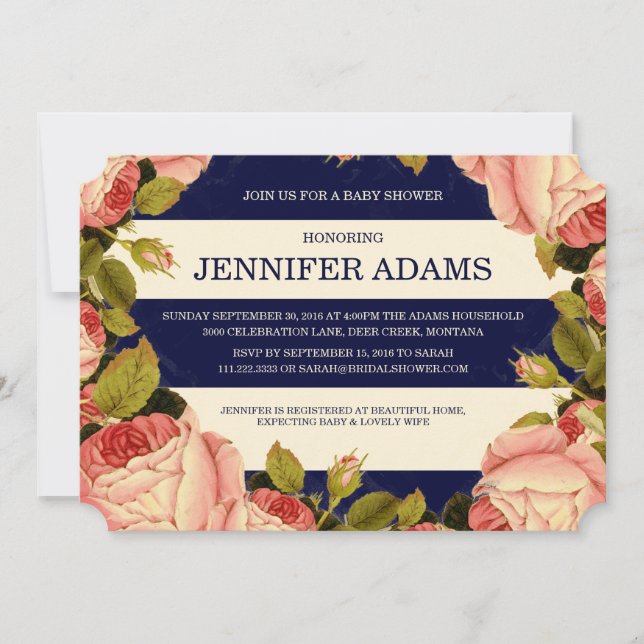 CHIC GOLD | BOTANICAL BABY SHOWER INVITE (Front)