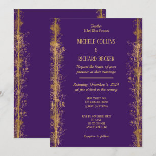 Chic Gold Botanical Border Wedding Invitation