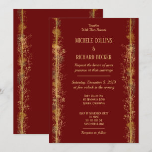 Chic Gold Botanical Border Wedding Invitation
