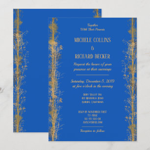 Chic Gold Botanical Border Wedding Invitation