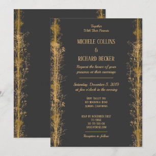 Chic Gold Botanical Border Wedding Invitation