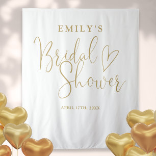 Chic Gold Bridal Shower Photo Backdrop Tapestry