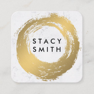 Chic Gold Brushed    Marble Square Business Card