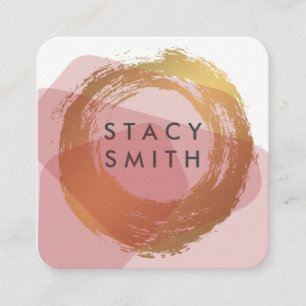 Chic Gold Brushed Modern Colour Block 2 Square Business Card