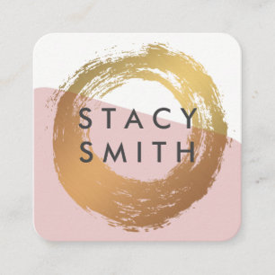 Chic Gold Brushed Modern Colour Block Square Business Card