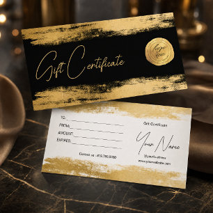 Chic gold brushstroke foil   Logo Gift Certificate