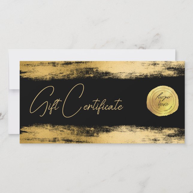 Chic gold brushstroke foil | Logo Gift Certificate (Front)