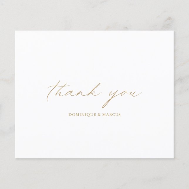 Chic Gold Budget Wedding Thank You Card (Front)