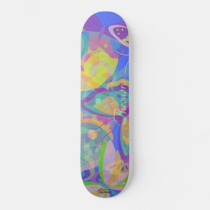 Chic Gold Butterfly Colorful Pattern Skateboard