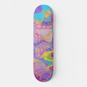 Chic Gold Butterfly Colorful Skateboard
