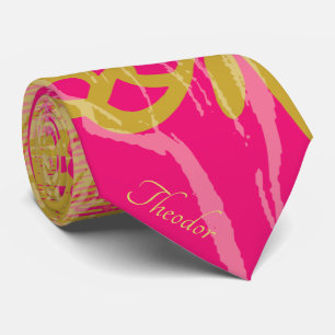Chic Gold Butterfly Fuchsia Tie