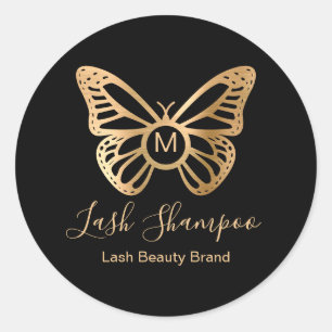 Chic Gold Butterfly Lash Cleanser Beauty Product Classic Round Sticker