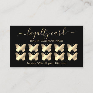 Chic Gold Butterfly Themed Loyalty Card