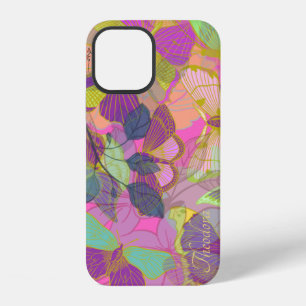 Chic Gold Butterfly Turquoise Violet iPhone 12 Case