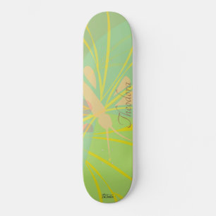 Chic Gold Butterfly Yellow Blue Skateboard