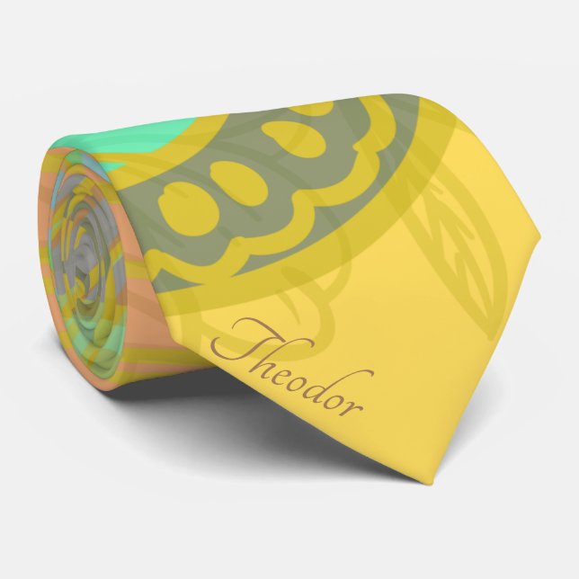 Chic Gold Butterfly Yellow Orange Background Tie (Rolled)