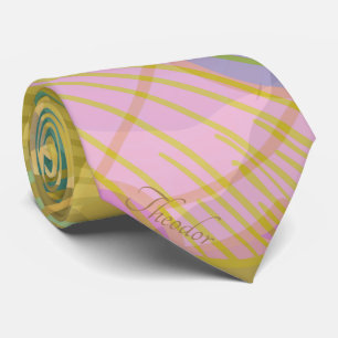 Chic Gold Butterfly Yellow Turquoise Pattern Tie
