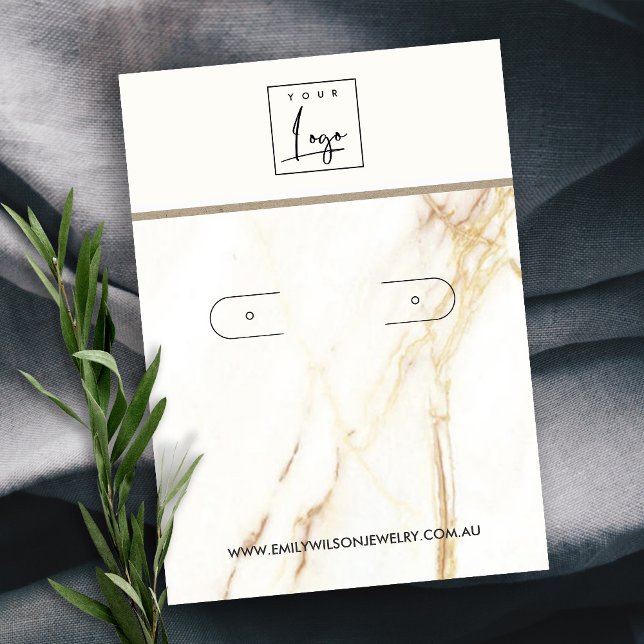 CHIC GOLD CALACATTA MARBLE HOOP EARRING BUSINESS CARD (Creator Uploaded)