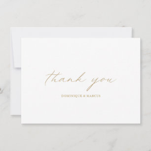 Chic Gold Calligraphy Simple Elegant Wedding Thank You Card